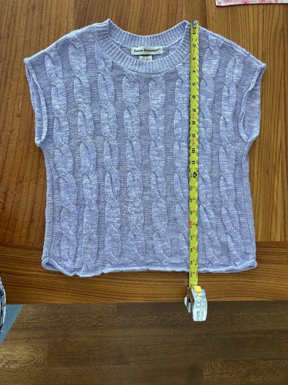 Cotton Emporium cable knit cap-sleeve sweater, big girls size L